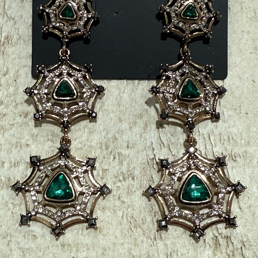 Spiderweb Halloween Statement Earrings - Picture 3 of 5